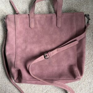 Target Mauve Pink Suede-Look Tote with Crossbody Strap